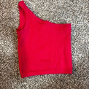 Vibrant Red One-Shoulder Tank Top